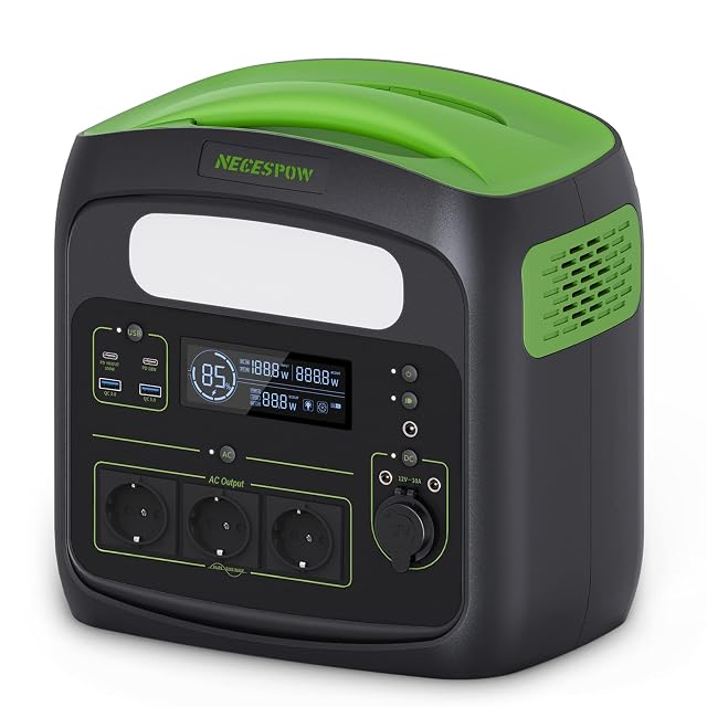 NECESPOW 700 W portable power station with three mains sockets