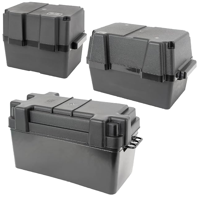 HonuNautic black marine battery box with side handles