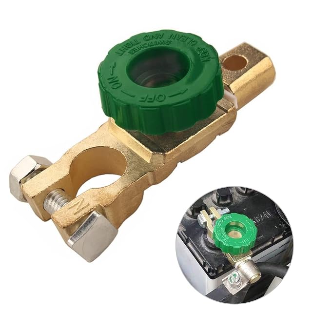 Tawveml battery terminal isolator with a green knob