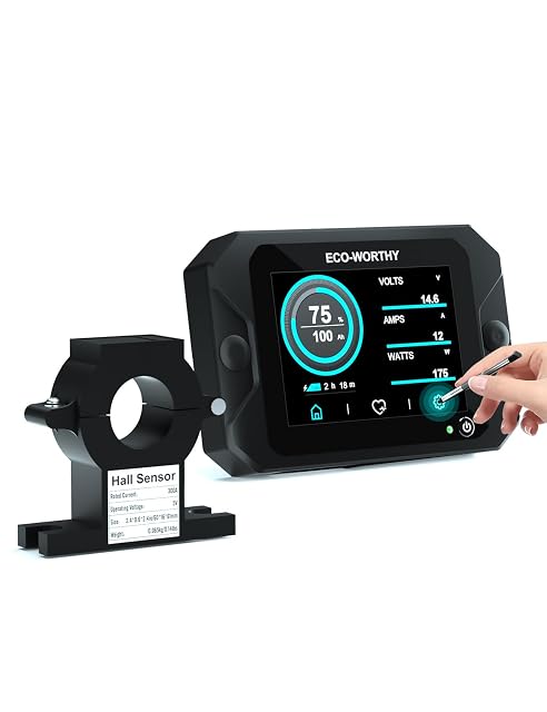 ECO-WORTHY battery monitor with 3.5-inch colour touchscreen