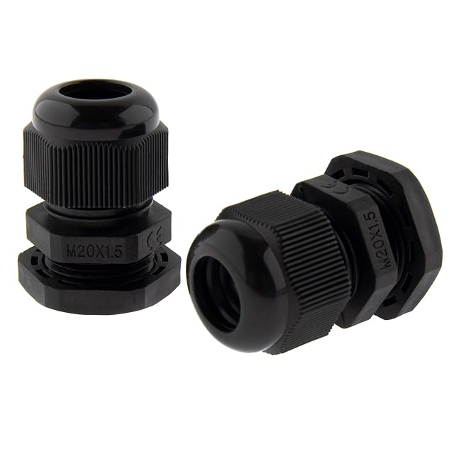SeKi M20 polyamide cable glands in black with locknuts