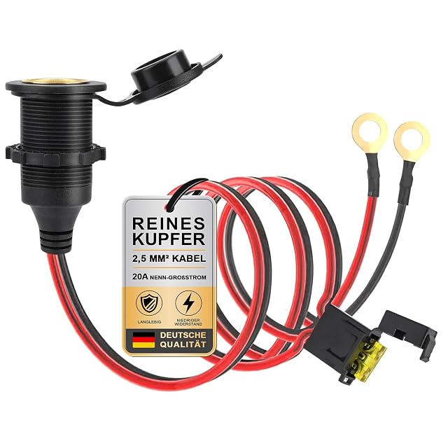 Dongge marine grade 12 V socket with a heavy lead and fuse holder