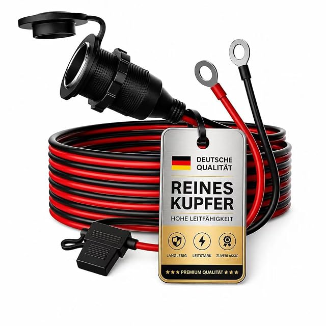 RGBer 12 V accessory socket with ring terminals and an inline fuse