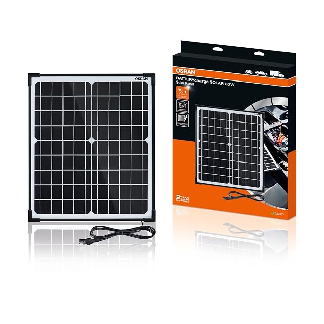Osram BATTERYcharge SOLAR 20 W panel in an aluminium frame