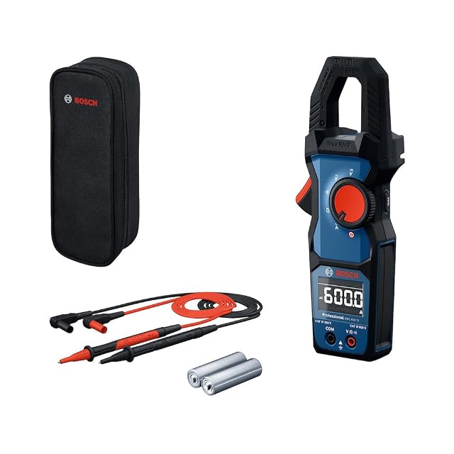 Bosch Professional GMC 600-15 clamp meter in blue with test leads