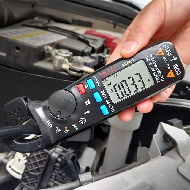 BSIDE ACM91 compact clamp meter with a belt clip
