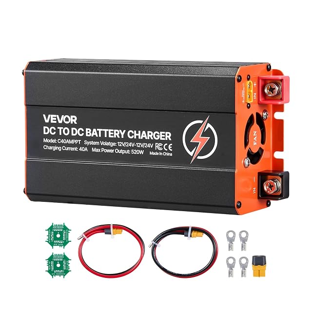 VEVOR DC-DC battery charger with MPPT and DIP switches