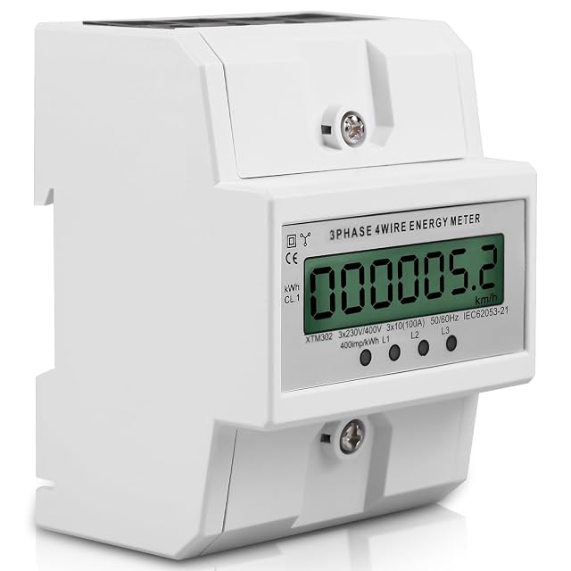 GAOUTO three-phase DIN rail energy meter with a transparent cover