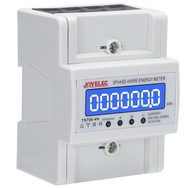 JOYELEC three-phase DIN rail energy meter with an LCD