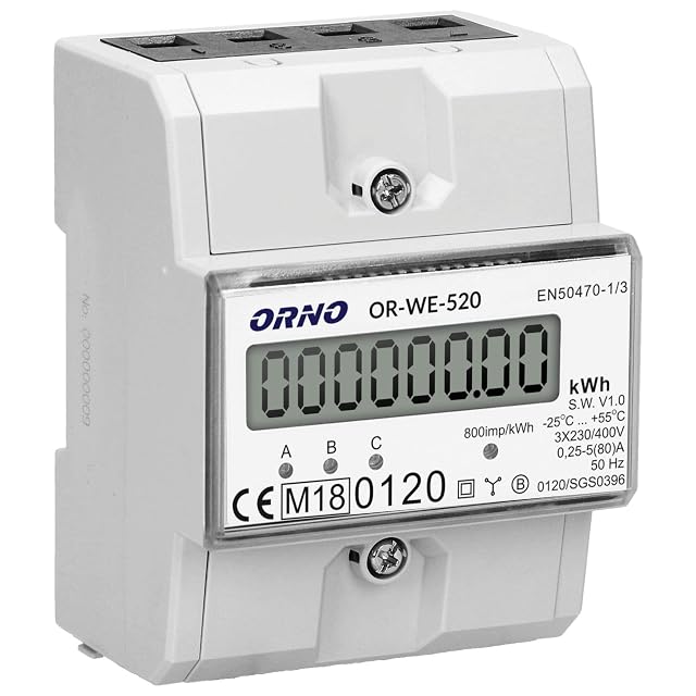 Orno OR-WE-520 three-phase MID certified DIN rail meter in white