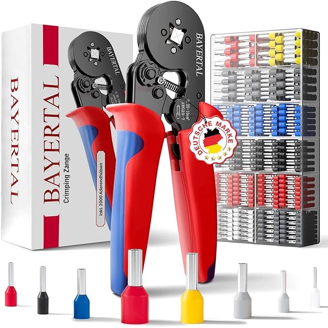 Bayertal ferrule crimper with force adjustment wheel and 2000 ferrules