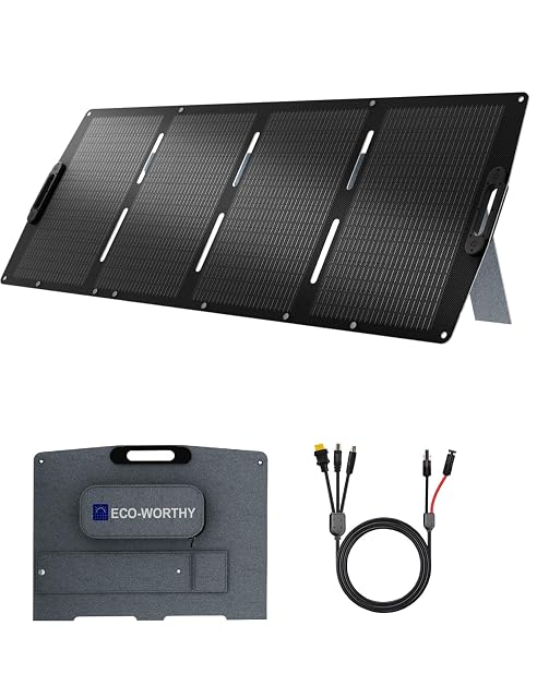 ECO-WORTHY 200 W folding solar panel with integrated stand and magnetic closure