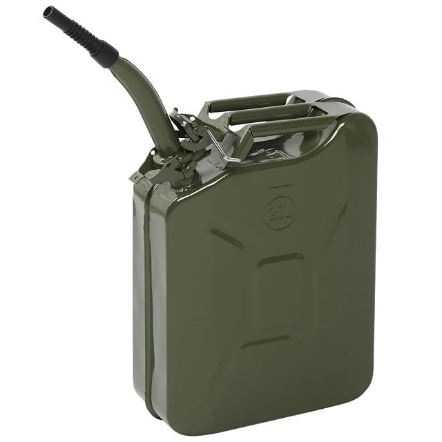 HOBBYZOO 20 litre green metal fuel can with three handles