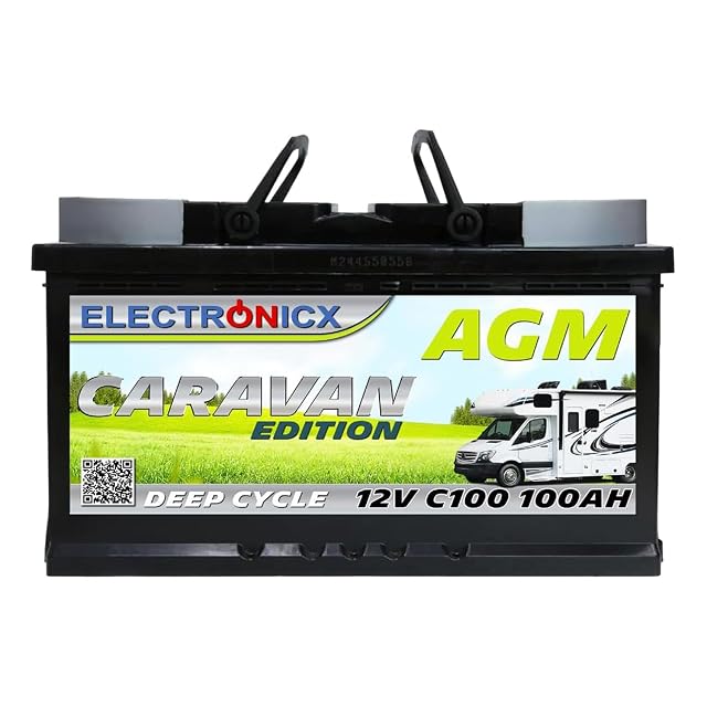 Electronicx Caravan 100 Ah AGM battery with clamp terminals