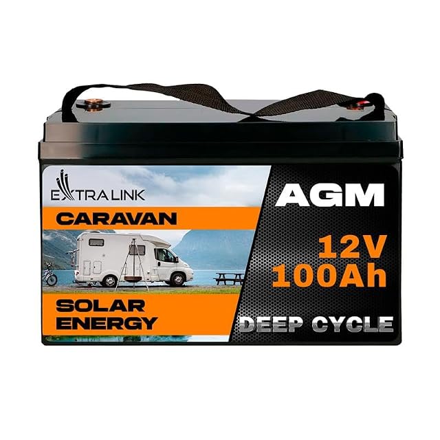 Extralink 100 Ah AGM leisure battery with M8 terminals