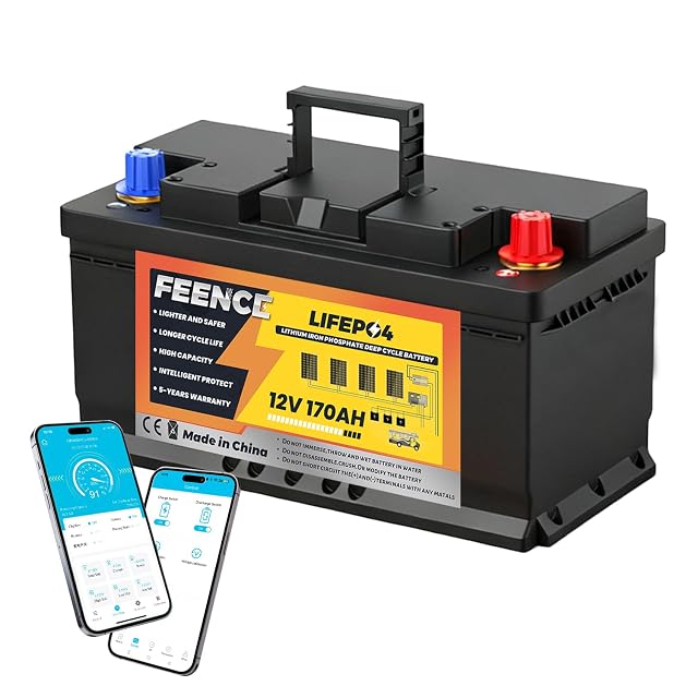 FEENCE 170 Ah LiFePO4 battery with Bluetooth app monitoring