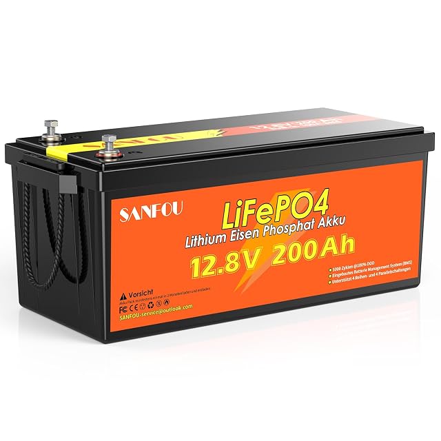 Husgw 200 Ah LiFePO4 battery in a large black case