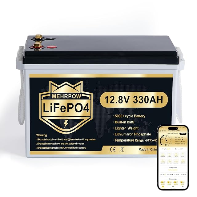 Mehrpow 330 Ah LiFePO4 battery with app monitoring