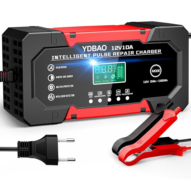 YDBAO 10 A car battery charger with LCD display