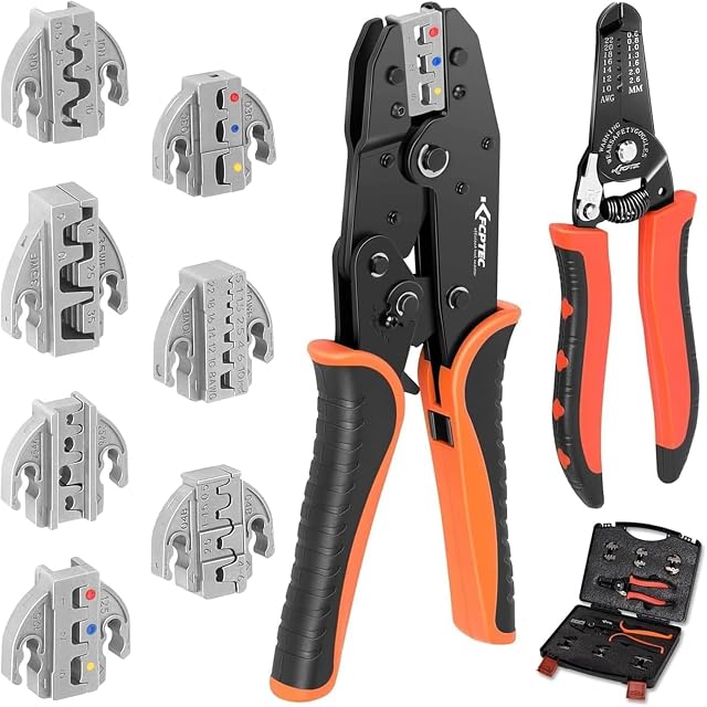KF CPTEC nine-piece ratcheting crimping set with jaws and stripper
