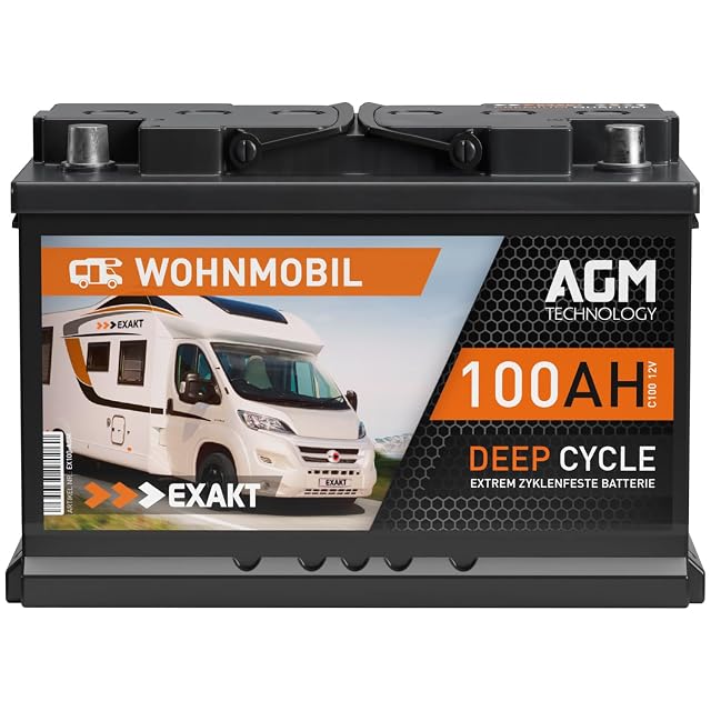 EXAKT 100 Ah AGM VRLA battery for motorhomes and boats