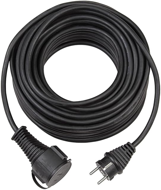Brennenstuhl 10 m black rubber extension lead with a heavy plug