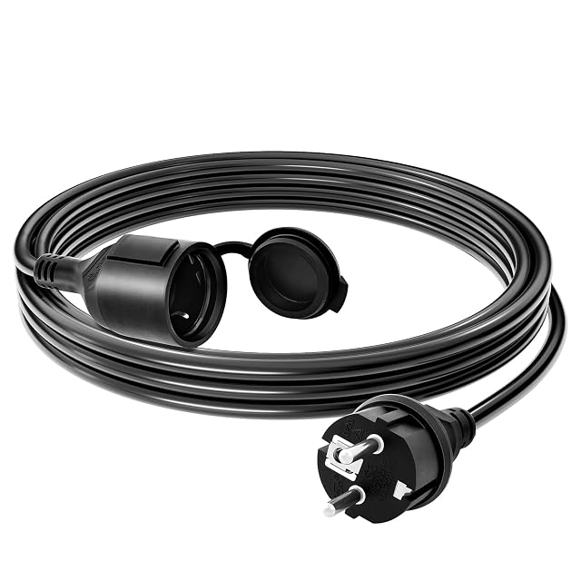 GUIVACI 5 m black outdoor extension lead with reinforced strain relief