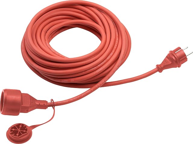 Meister 10 m red rubber extension lead with a Schuko coupling