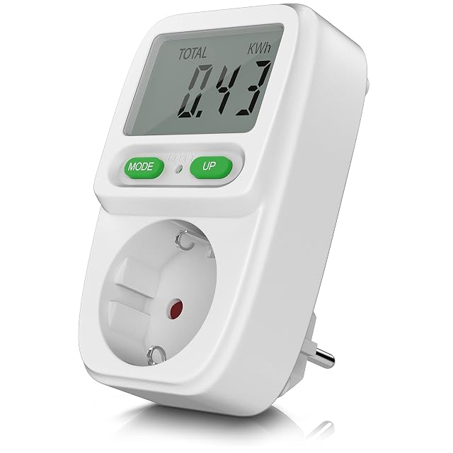 CSL plug-in energy cost meter in white with a 1.9 inch display