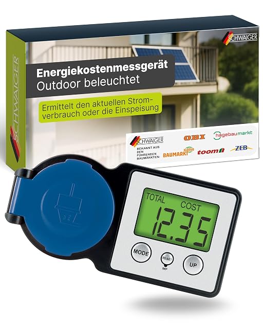 SCHWAIGER energy and feed-in meter with a backlit display