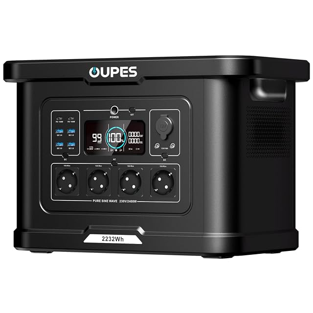 OUPES Exodus 2400 power station with four mains sockets and a carrying handle