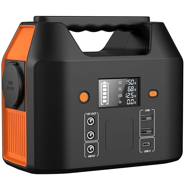 SinKeu R150 portable power station with LCD display and USB outputs