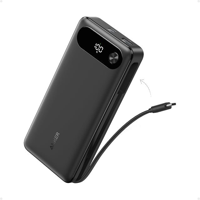 Anker 20 000 mAh 87 W power bank with integrated USB-C cable