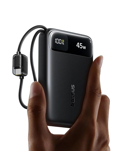 Baseus FC11 power bank with two integrated USB-C cables