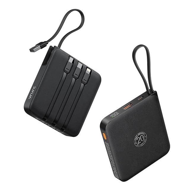 VRURC power bank with four built-in cables
