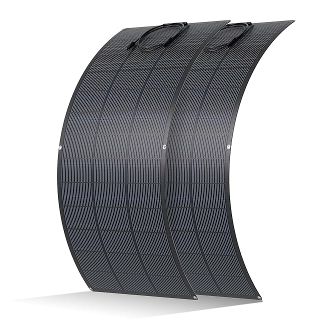 ECO-WORTHY flexible 200 W solar panels in all-black on a curved surface