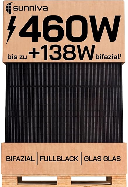 SUNNIVA 460 W full black bifacial glass-glass solar module
