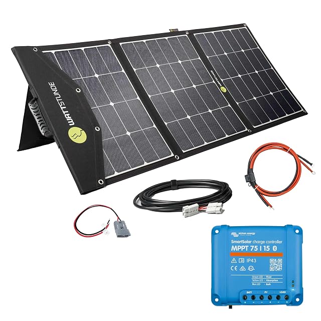 WATTSTUNDE SunFolder solar bag with a Victron MPPT controller and cables