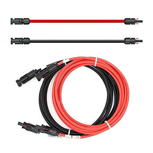 solartronics 10 m solar cable pair in red and black with fitted connectors