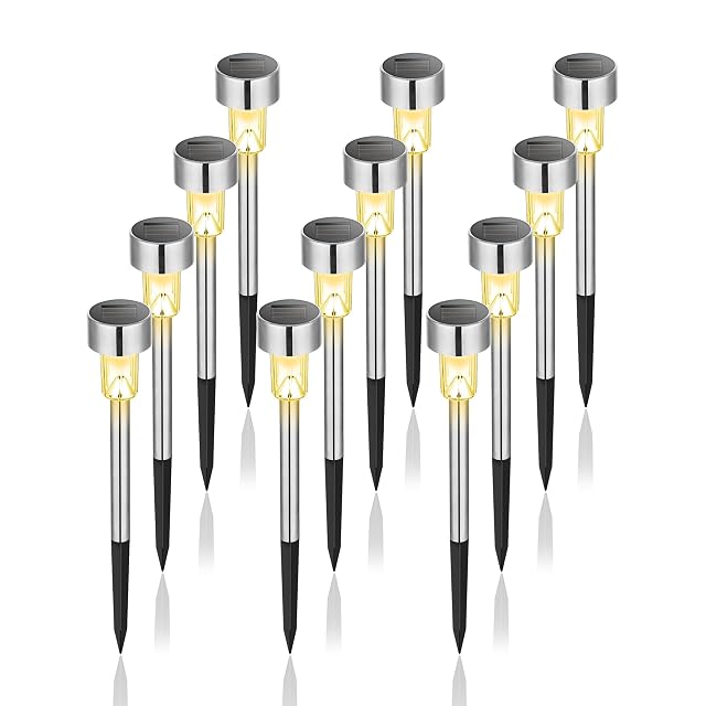 GIGALUMI solar path lights lining a garden path