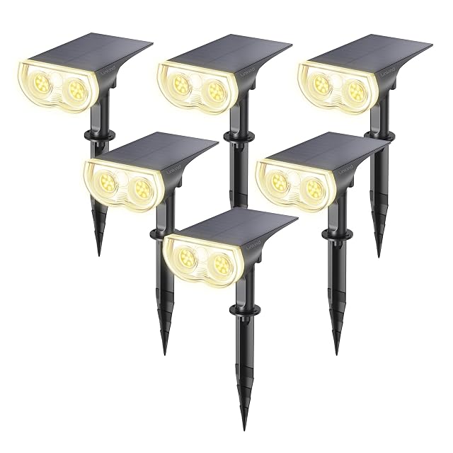 Linkind 800 lumen solar spotlight illuminating a wall