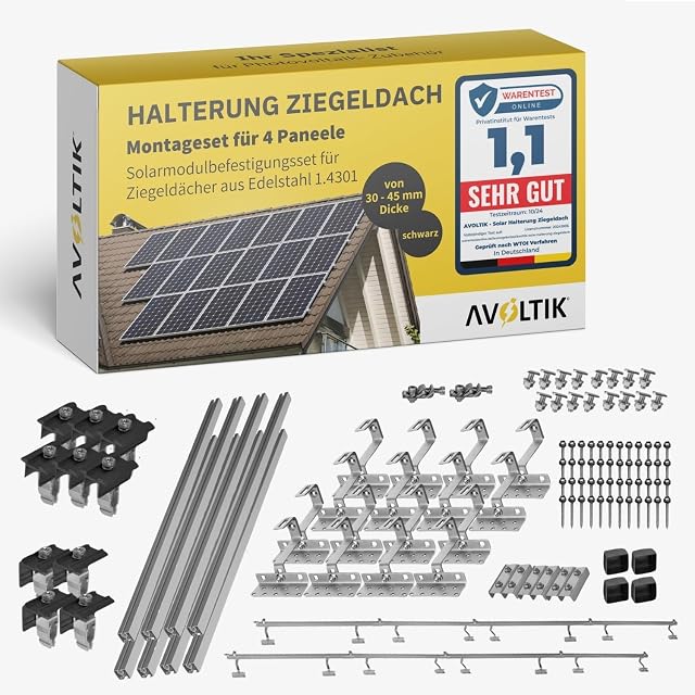 avoltik tiled roof mounting set with stainless roof hooks and rails