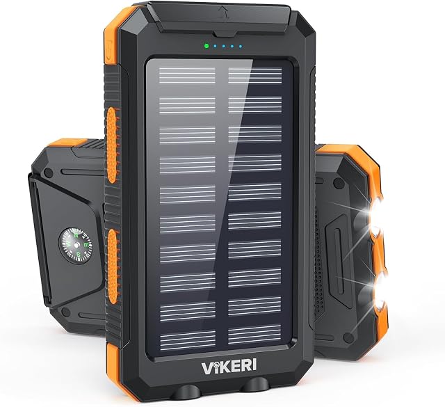 Vikeri 26 800 mAh solar power bank with integrated panel