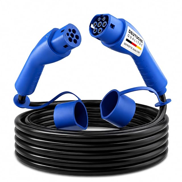 RGBer Type 2 charging cable with attached protective caps