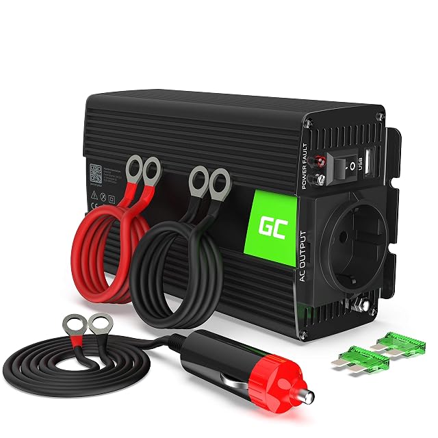 Green Cell 500 W pure sine voltage converter with mains socket