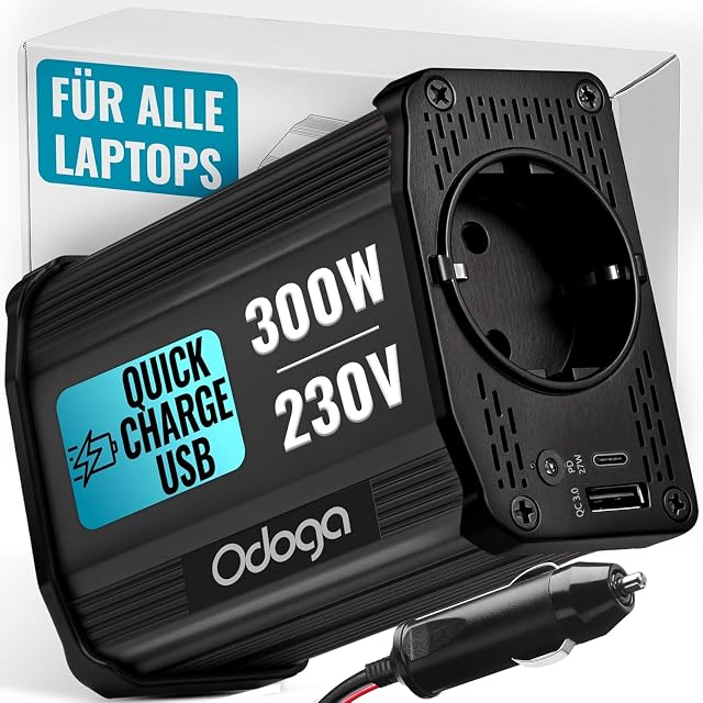 Odoga 300 W voltage converter with USB-C and USB-A ports